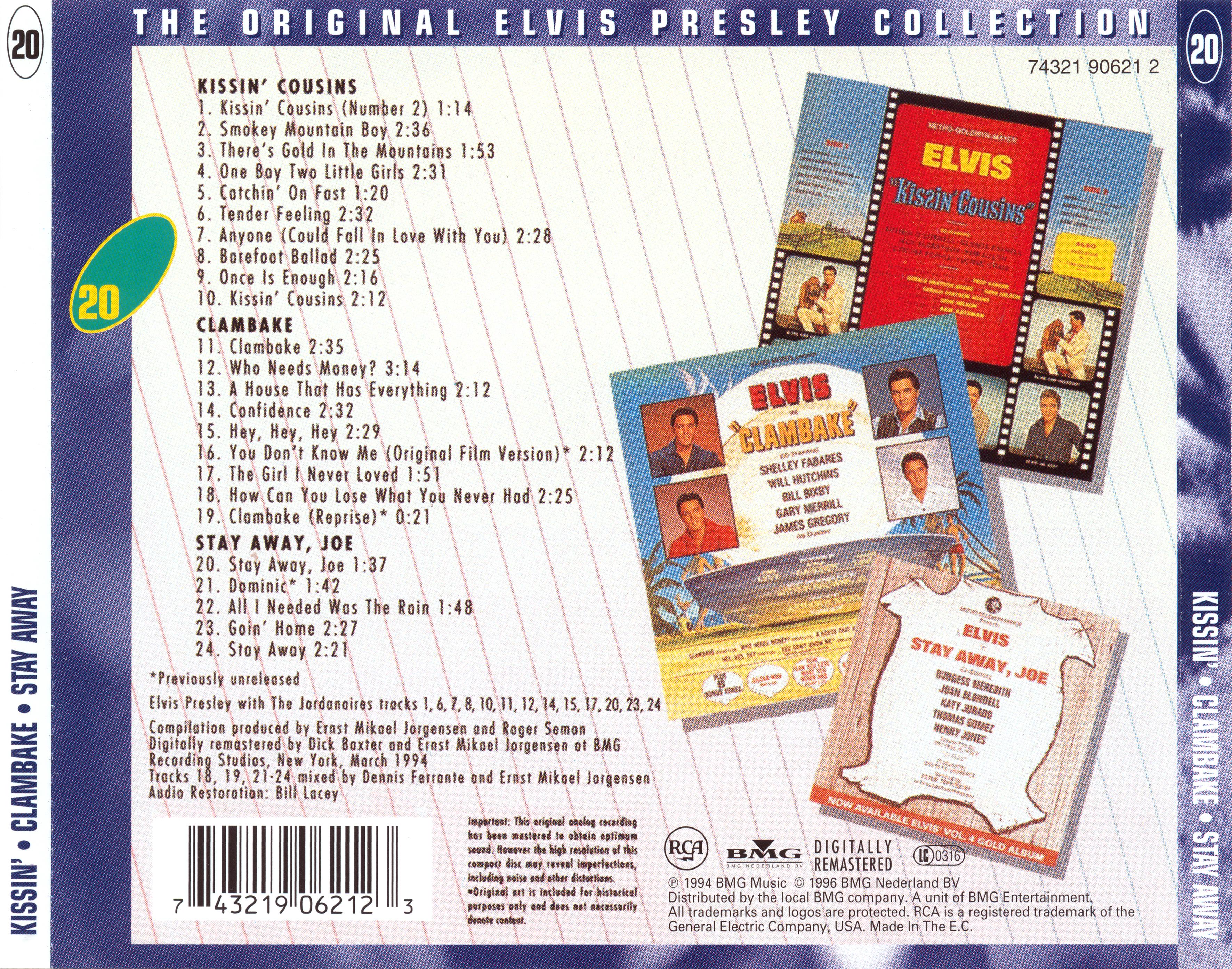 Elvis Presley  The Original Elvis Presley Collection 20; Kissin, Clambake, Stay Away : Back